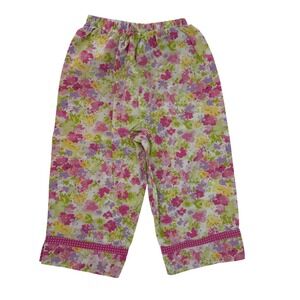 VTG Rags Land Floral Capris PJs Girls Size 7/8‎ Pink Purple Green Spring Summer